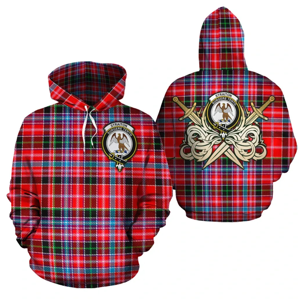 Printivon Straiton Clan Crest Tartan Scottish Gold Thistle Hoodie