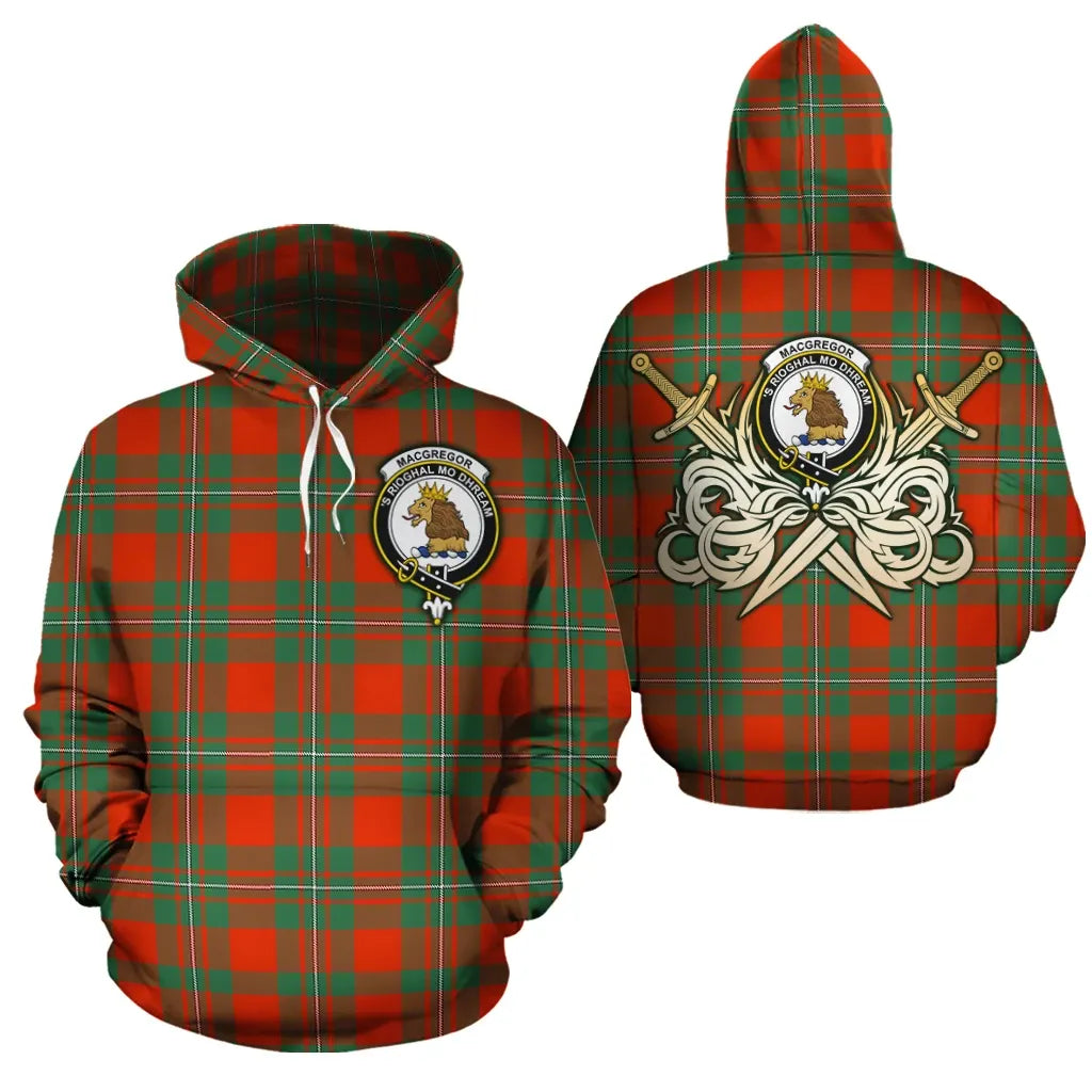 Printivon Macgregor Ancient Clan Crest Tartan Scottish Gold Thistle Hoodie