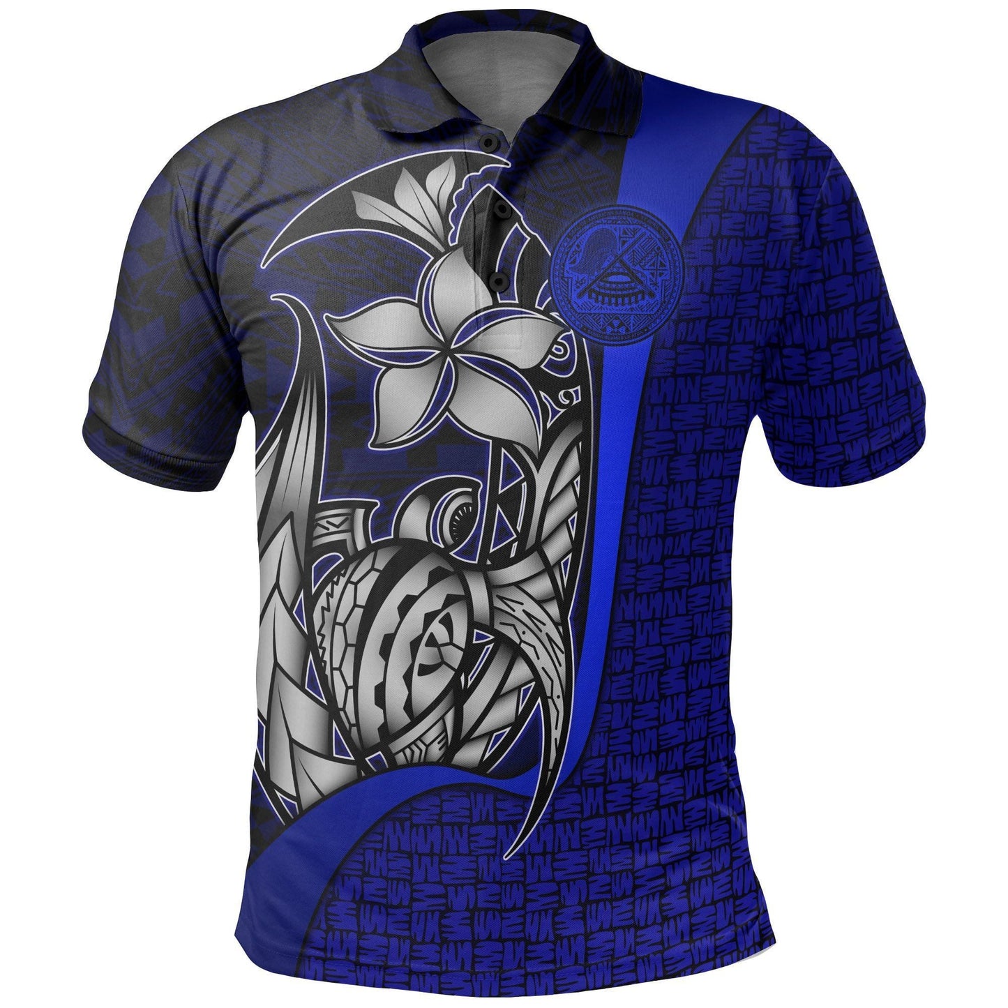 Polynesian Polo Shirt - American Samoa Polo Shirt Blue Turtle With Hook