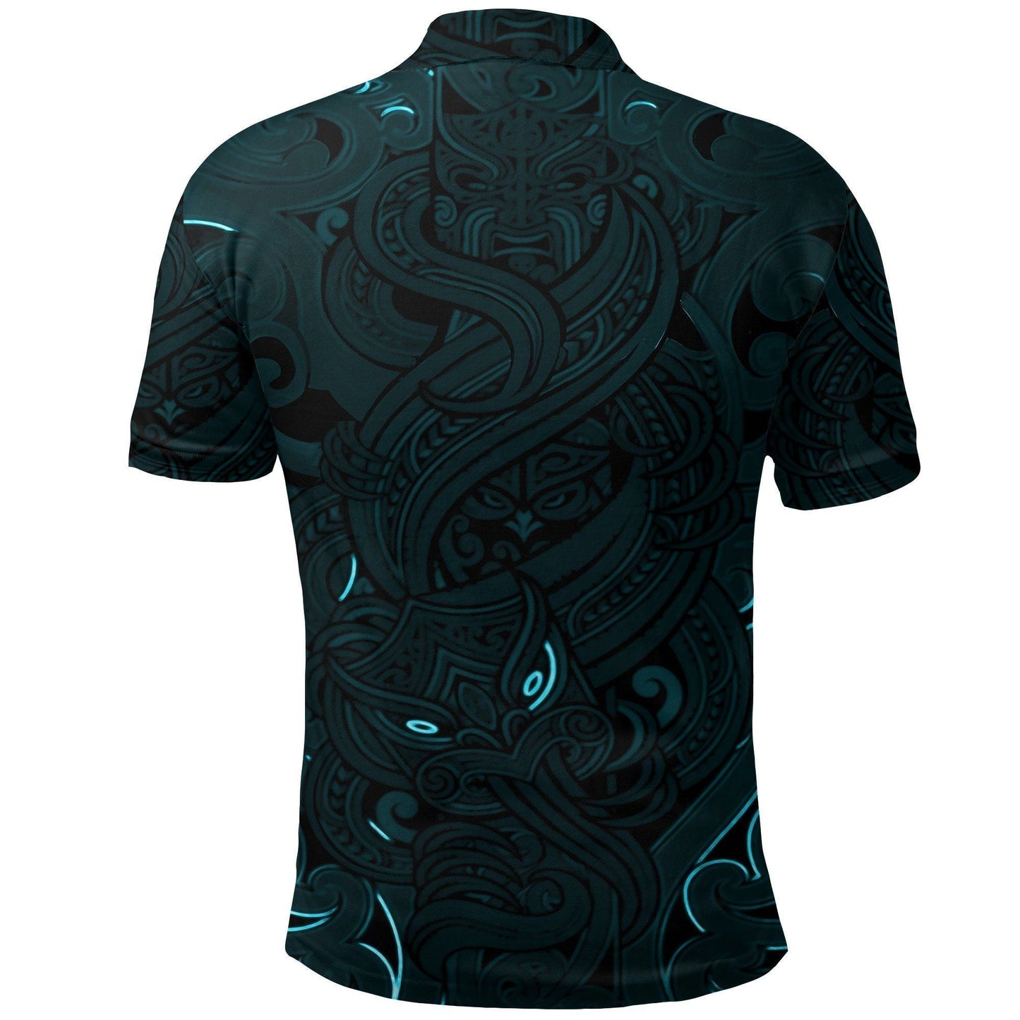 Polynesian Polo Shirt - New Zealand Polo Shirt, Maori Gods Golf Shirt, Tumatauenga God of War - Blue