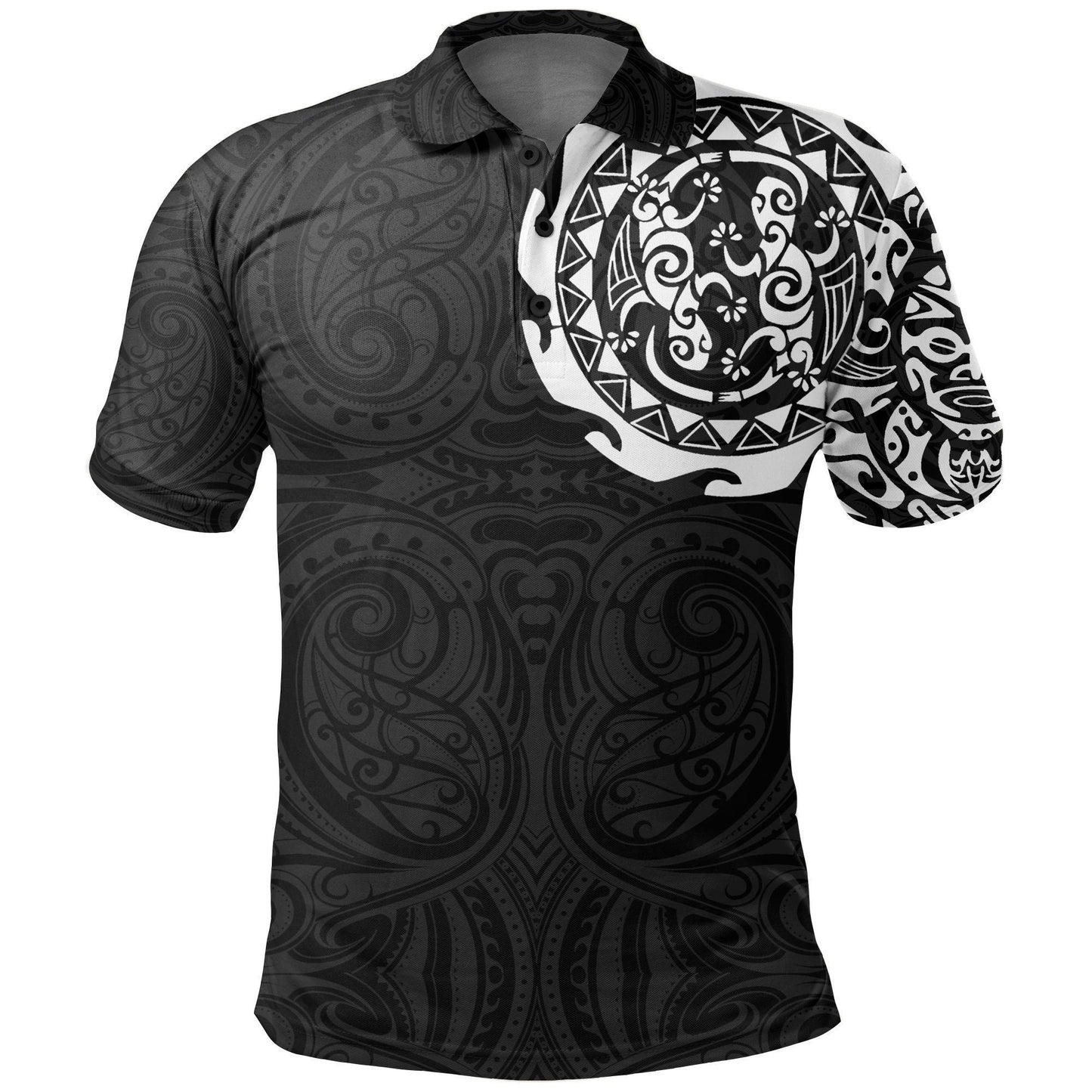 Polynesian Polo Shirt - Maori Tangaroa Tattoo New Zealand Polo Shirt White