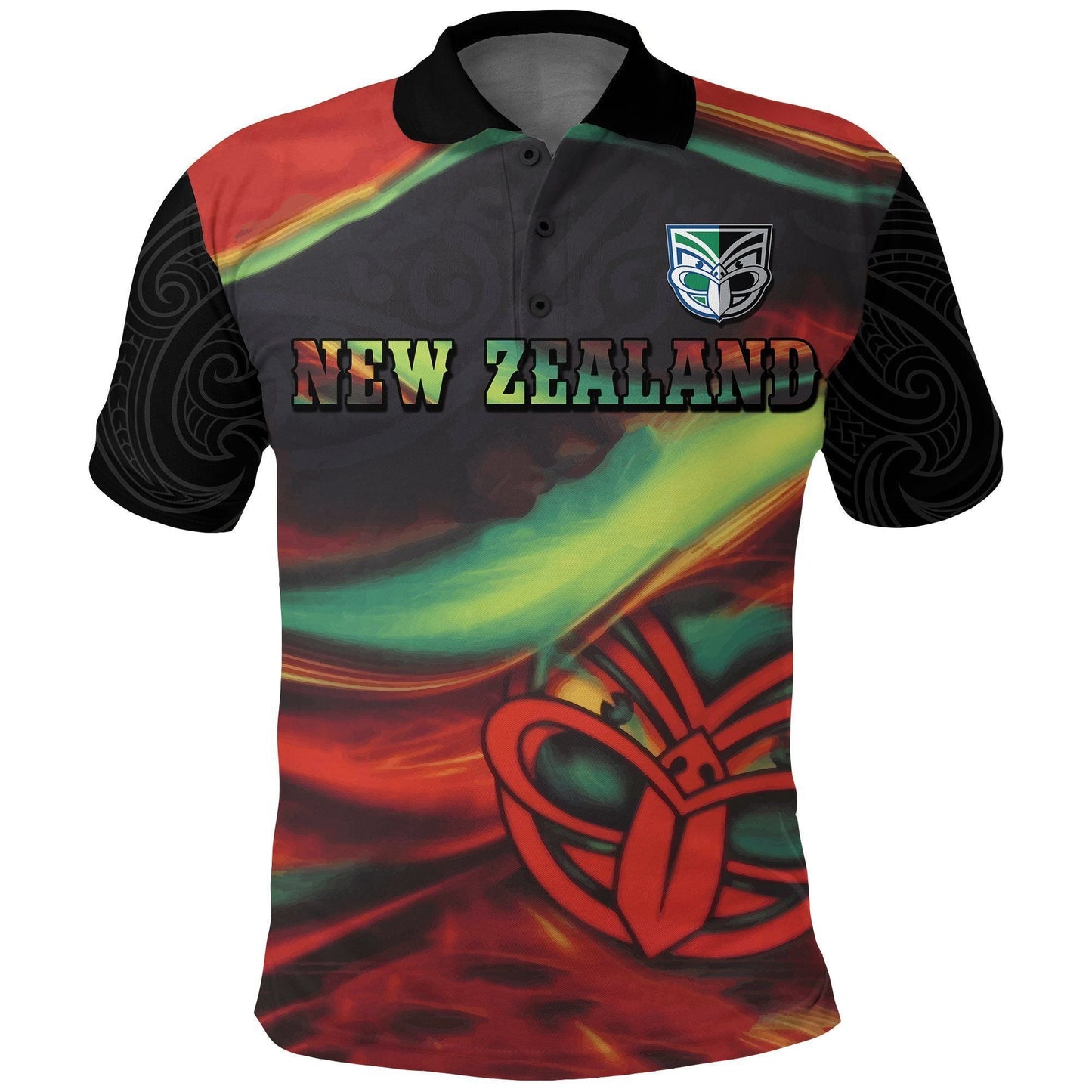 Polynesian Polo Shirt - New Zealand Warriors Polo Shirt Fire