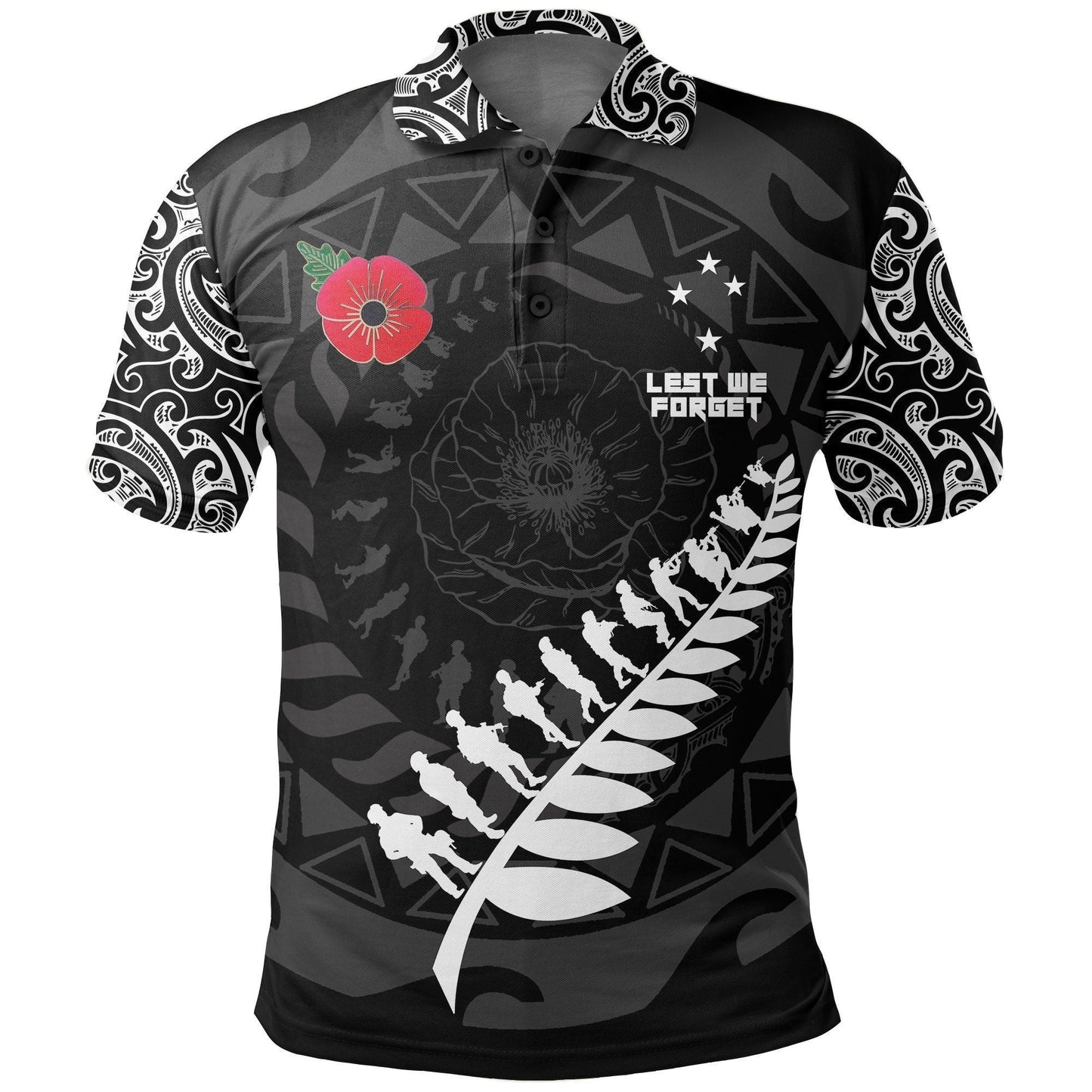 Polynesian Polo Shirt - Anzac Tattoo New Zealand Polo Shirt, Lest We Forget Golf Shirt