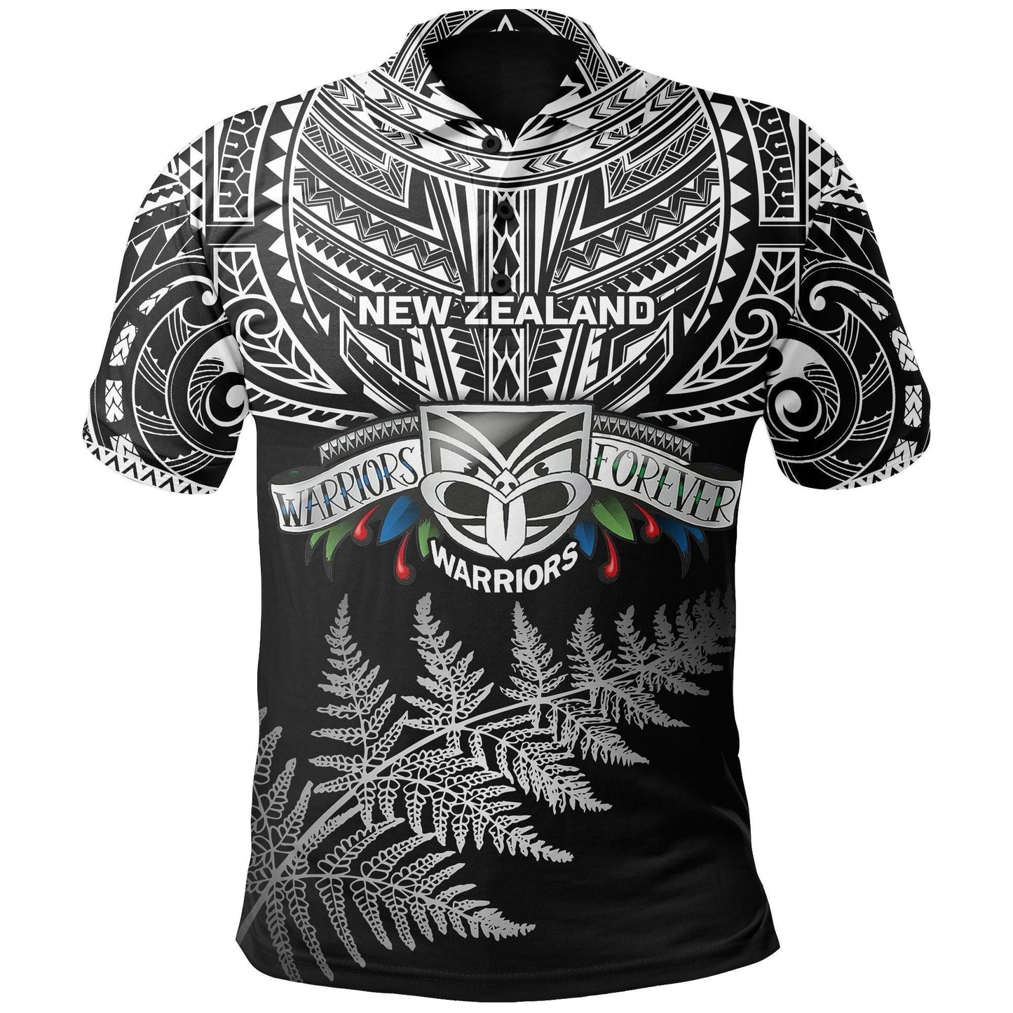 Polynesian Polo Shirt - New Zealand Rugby Polo Shirt Warriors Forever - Silver Fern