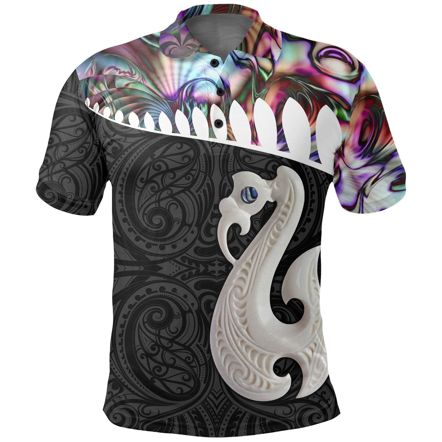 Polynesian Polo Shirt - Aotearoa Polo Shirt Maori Manaia Paua Shell