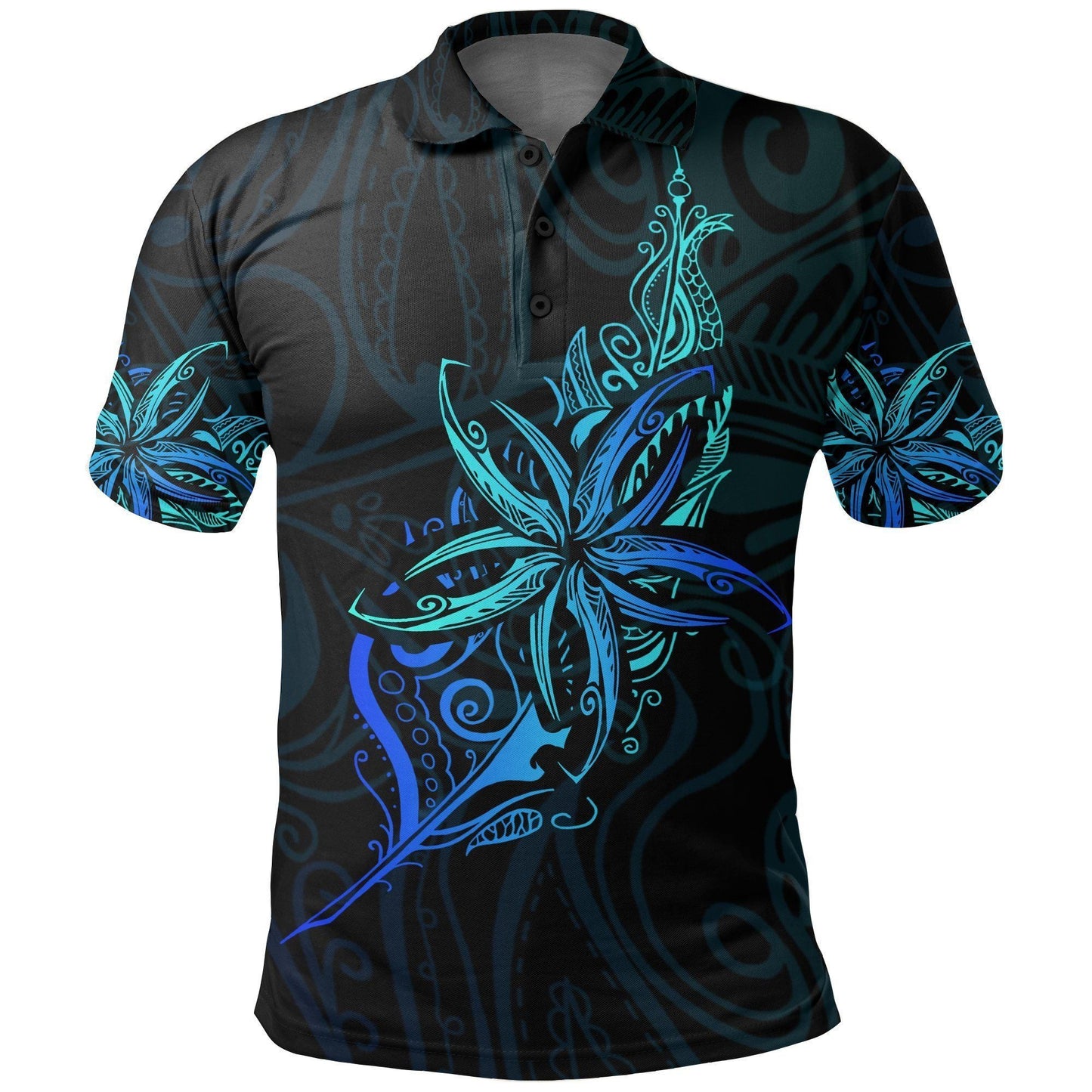 Polynesian Polo Shirt - Light Silver Fern New Zealand Polo Shirt, Frangipani Golf Shirt