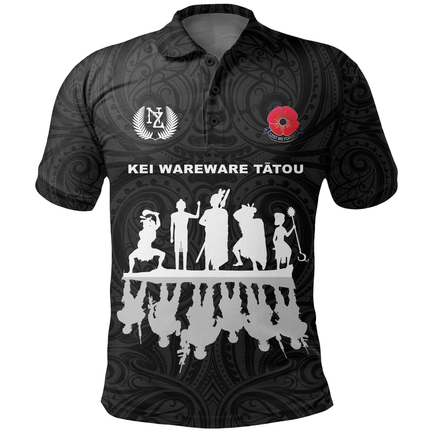 Polynesian Polo Shirt - Lest We Forget Polo Shirt, New Zealand Warriors Anzac Golf Shirt