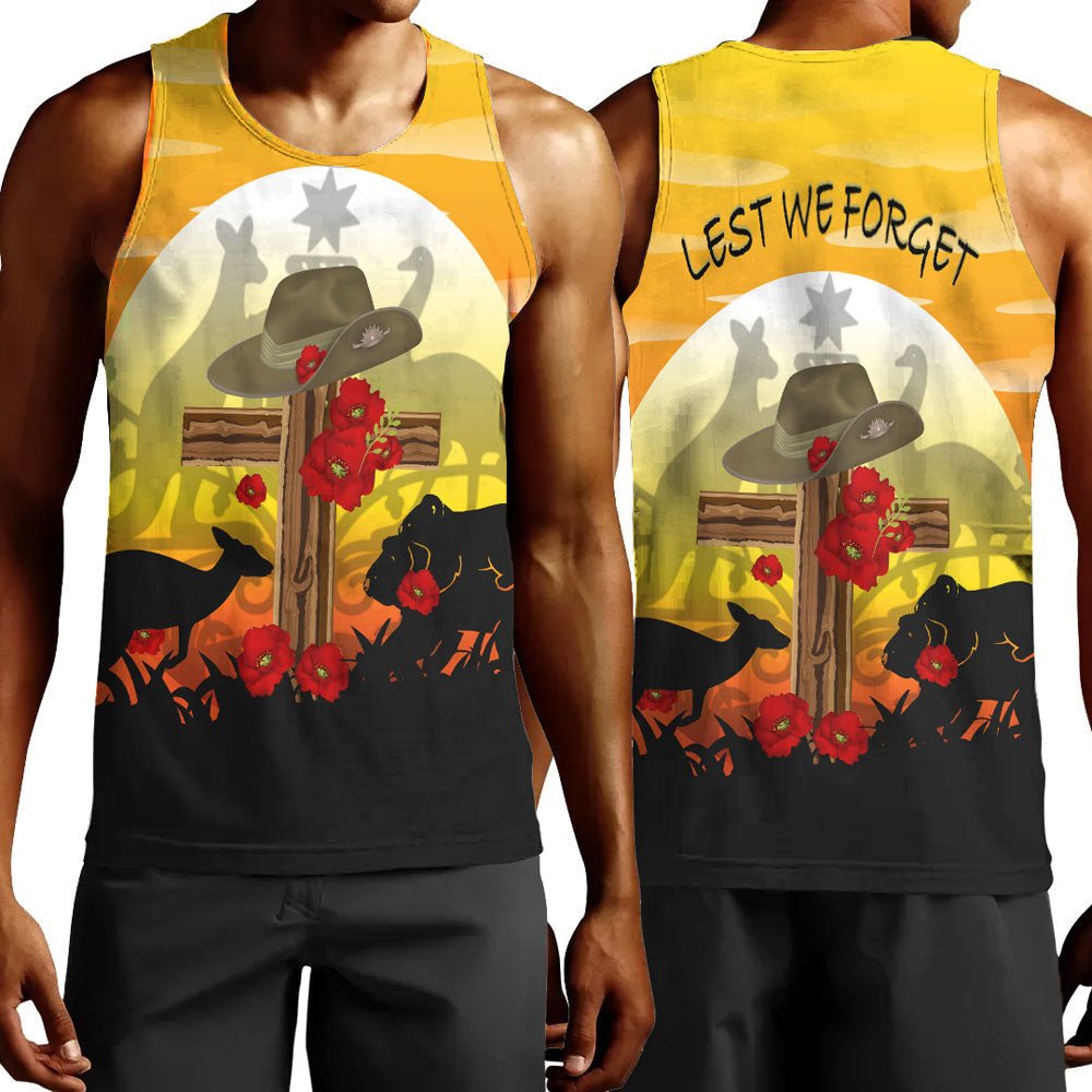 Polynesian Pride Clothing Anzac Day Lest We Forget Animal Men Tank Top