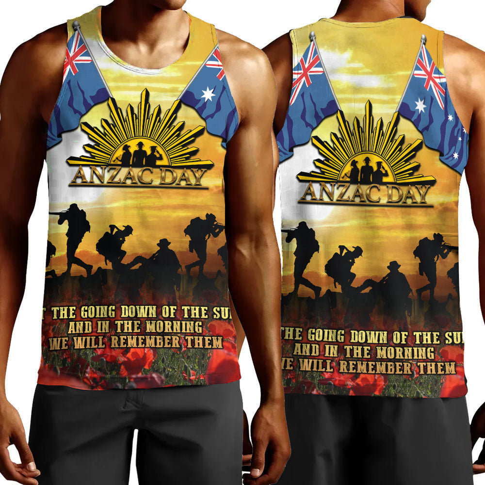 Polynesian Pride Clothing Anzac Day Soldier Going Down of The Sun Men Tank Top