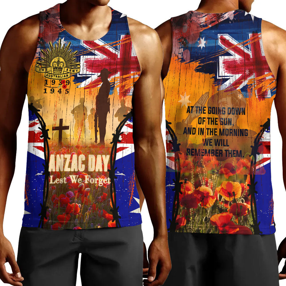 Polynesian Pride Clothing Anzac Day World War II Commemoration 39 45 Men Tank Top