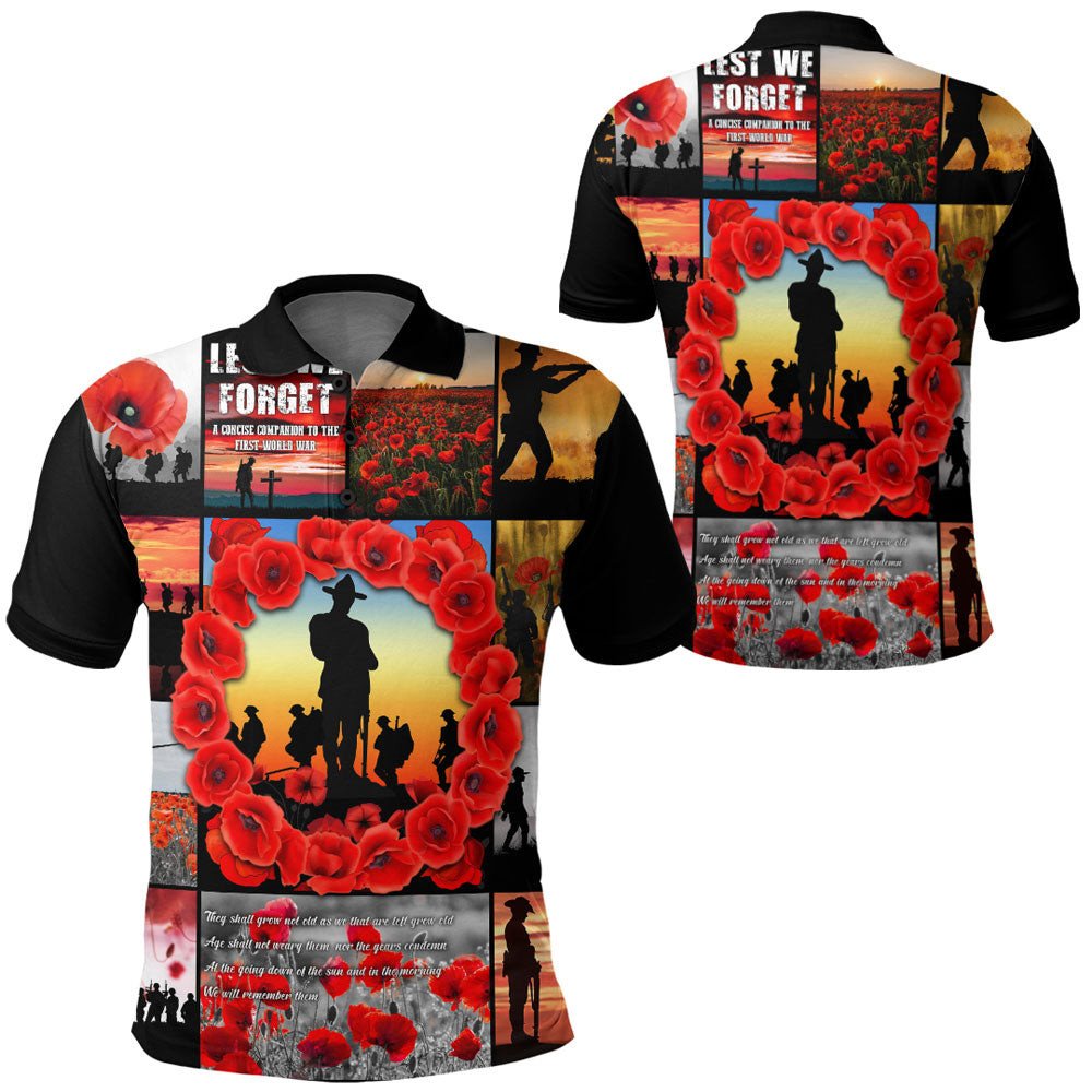 Polynesian Clothing - Anzac Day Lest We Forget Banner Polo Shirt