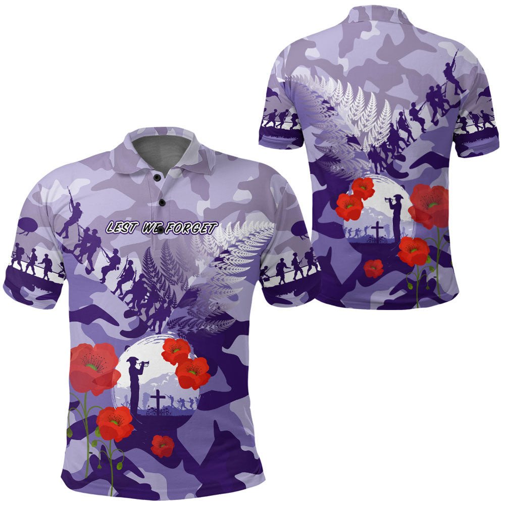 Polynesian Clothing - New Zealand Anzac Fern And Camouflage Polo Shirt