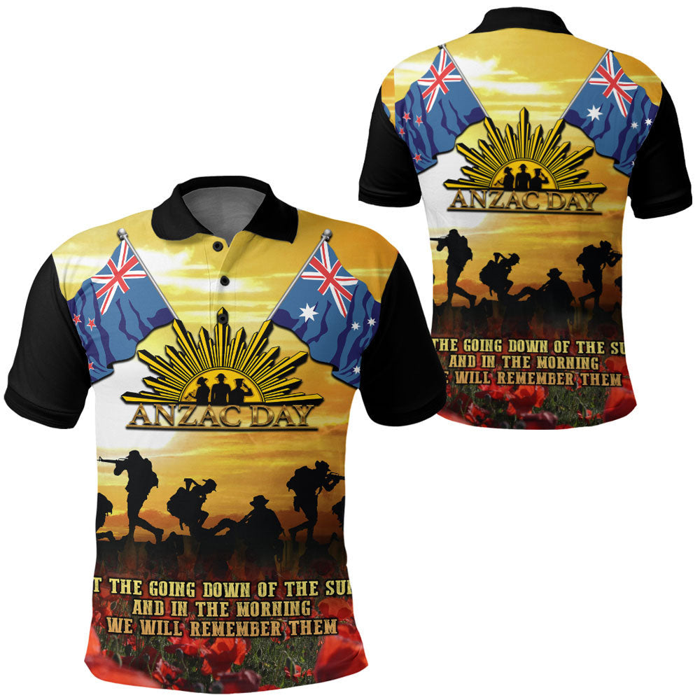 Polynesian Clothing - Anzac Day Soldier Going Down of The Sun Polo Shirt