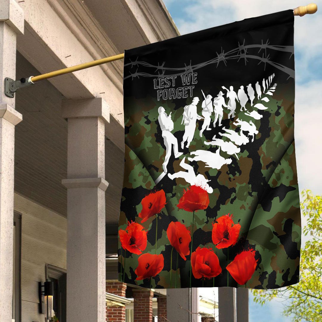 Polynesian Flag New Zealand Anzac Lest We Forget Poppy Camo Flag
