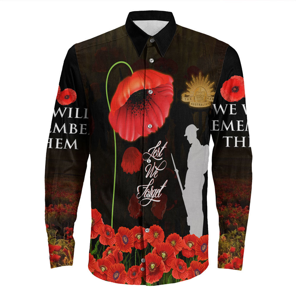 Rugbylife Clothing Lest We Forget The Army Australia Long Sleeve Button Shirt