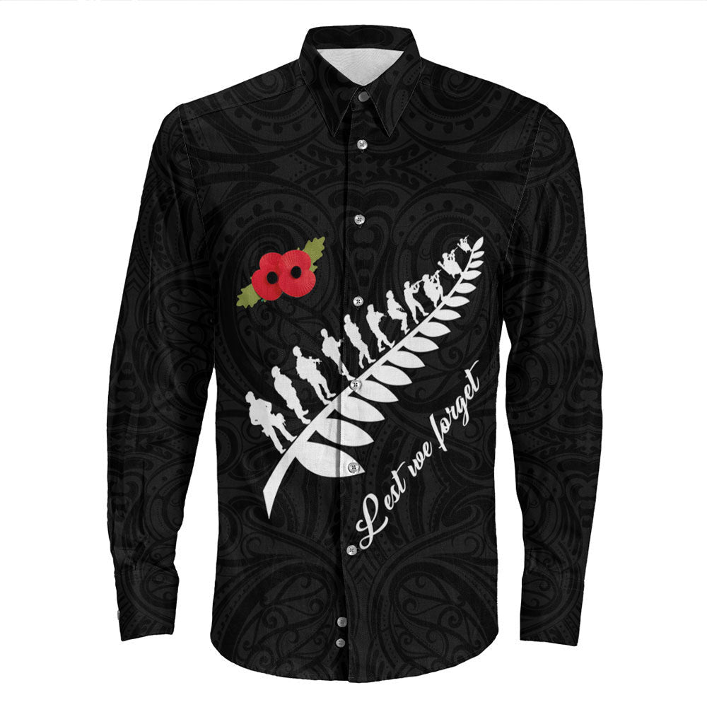 Rugbylife Clothing Anzac Fern Lest We Forget Long Sleeve Button Shirt