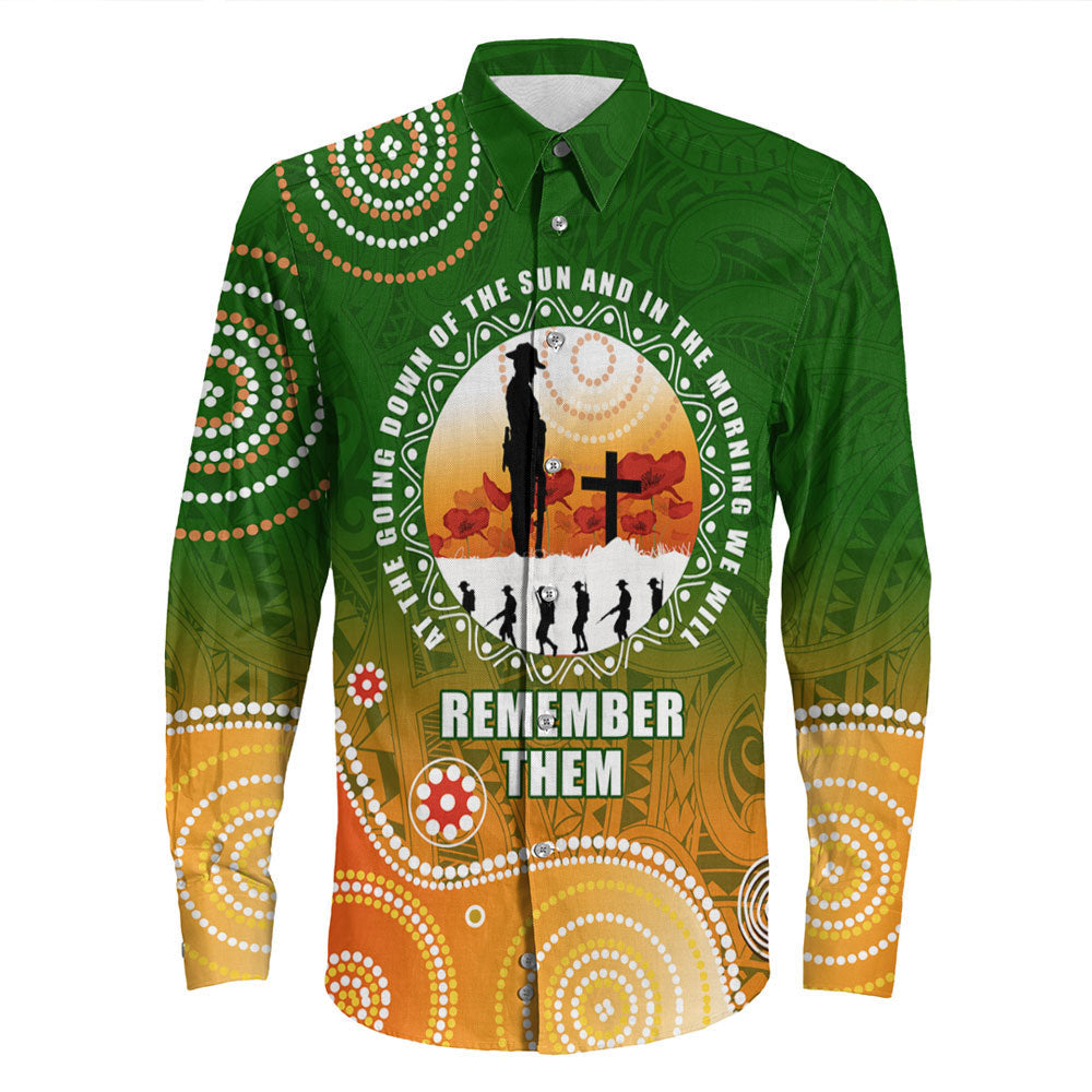 Rugbylife Clothing Anzac New Zealand Maori Australia Indigenous Long Sleeve Button Shirt
