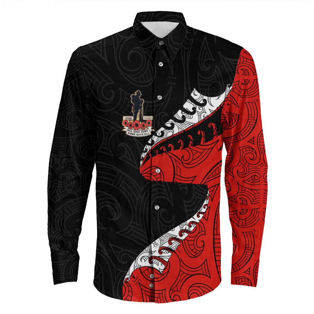 Rugbylife Clothing Anzac Poppy Fern Long Sleeve Button Shirt