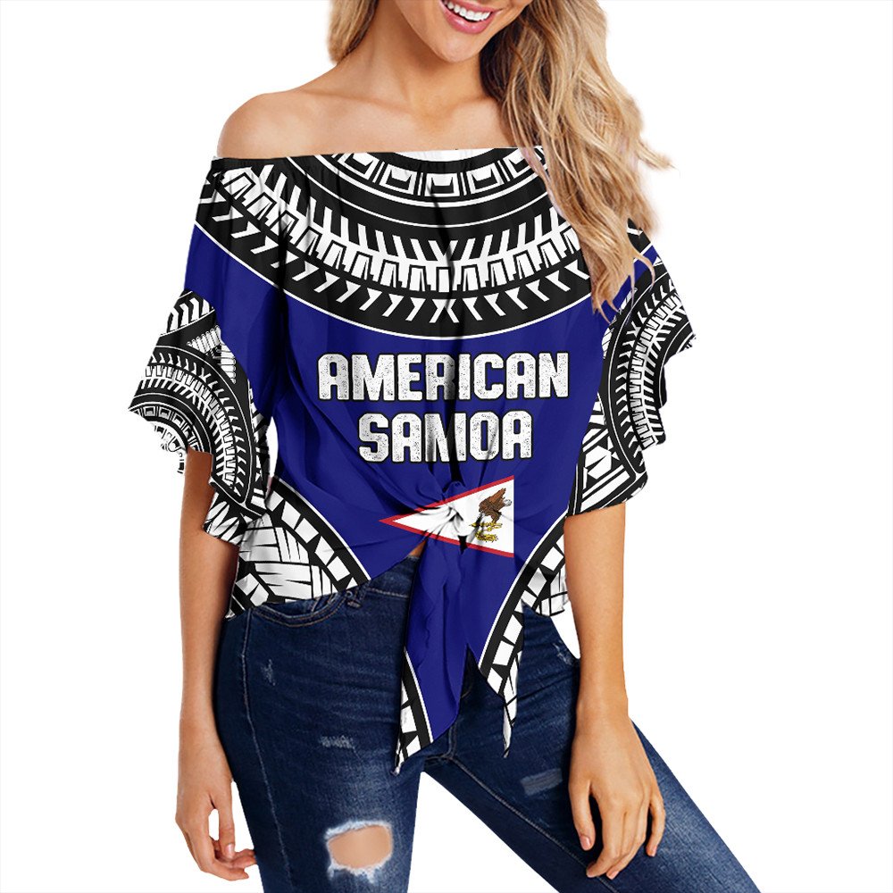 Polynesian Clothing - American Samoa Tattoo Chief Off Shoulder Wrap Waist Top