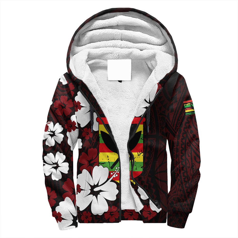 Polynesian Hoodie Hawaii Kanaka Hibiscus Style Sherpa Hoodie