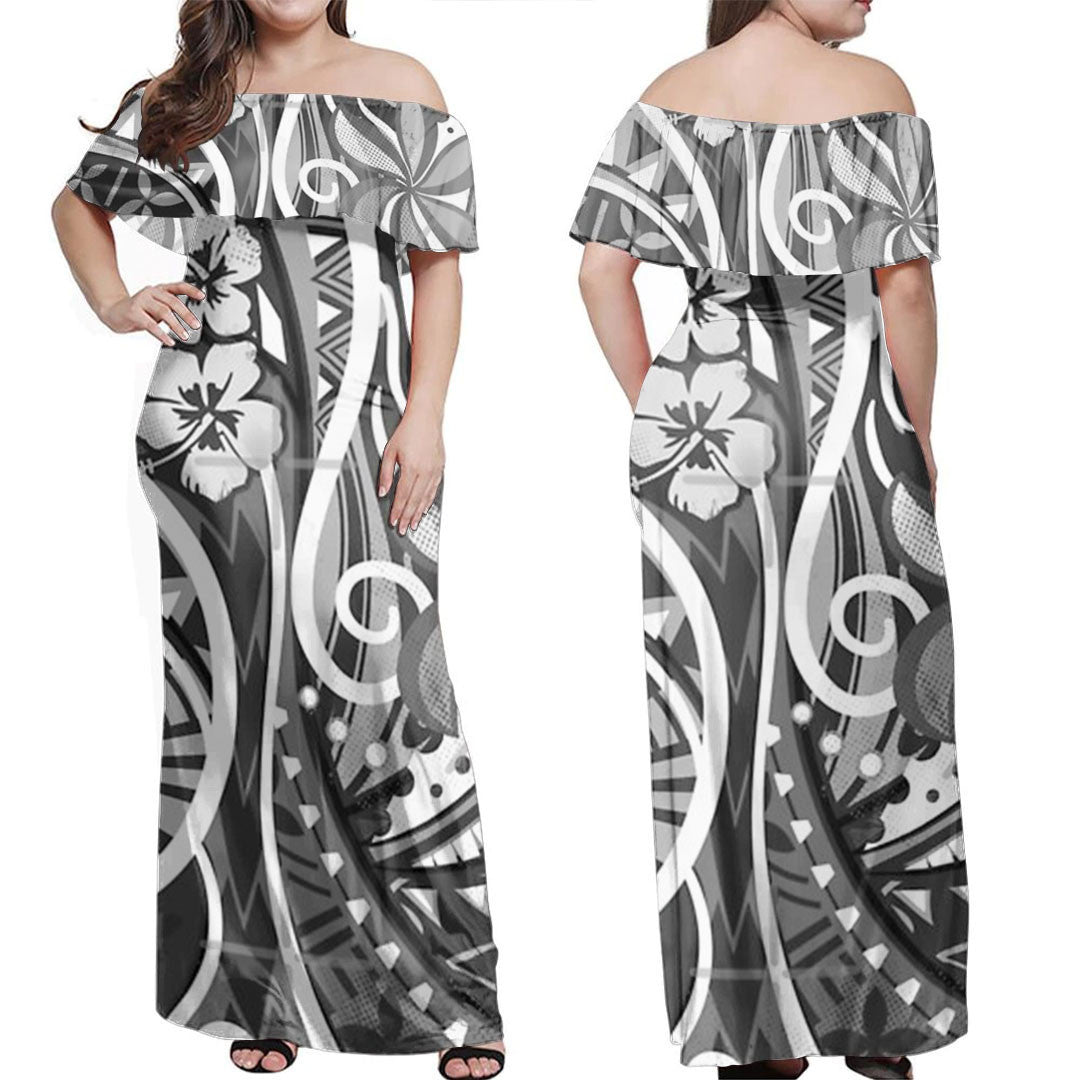 Polynesian Dress Polynesian Tribal Village Threads Off Shoulder Long Dress