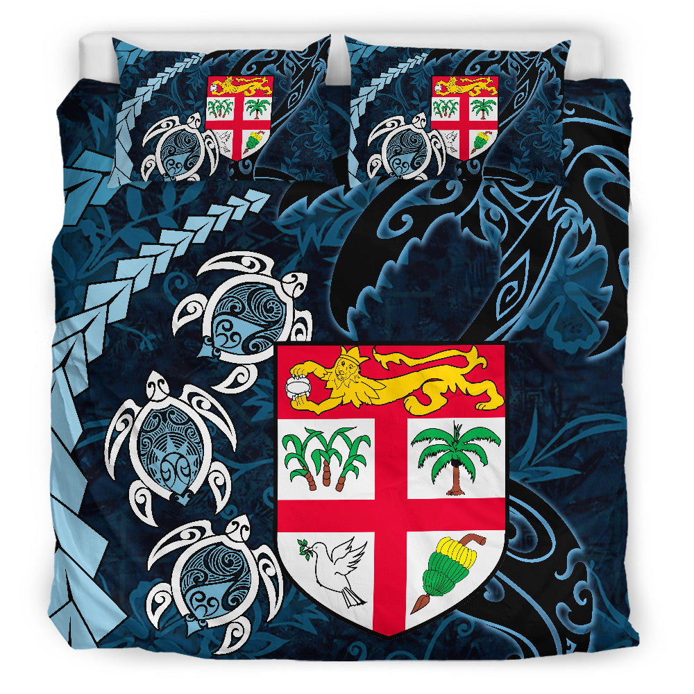 Polynesian Pride Home Set Fiji Coat of Arms Turtle Palm Tree Bedding Set (Duvet Cover and Pillow Cases)