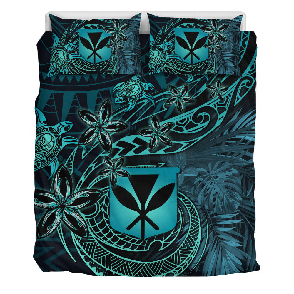 Polynesian Pride Home Set Hawaii Kanaka Maoli Turquoise Tiare Honu Bedding Set