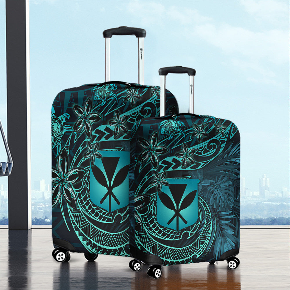 Polynesian Pride Luggage Covers Hawaii Kanaka Maoli Turquoise Tiare Honu Travel Suitcase Cover