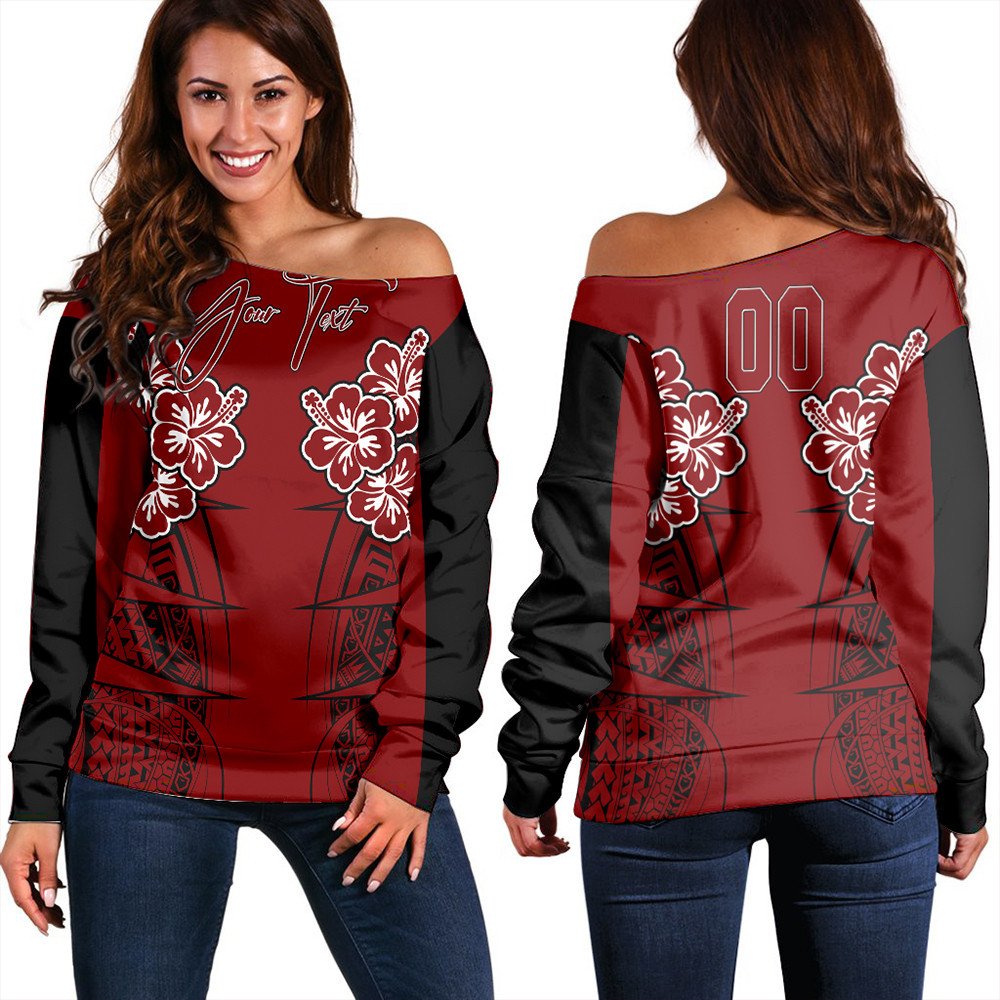 Polynesian Sweatshirt Personalized Hawaii Spearhead Hibiscus Polynesian Women Off Shoulder