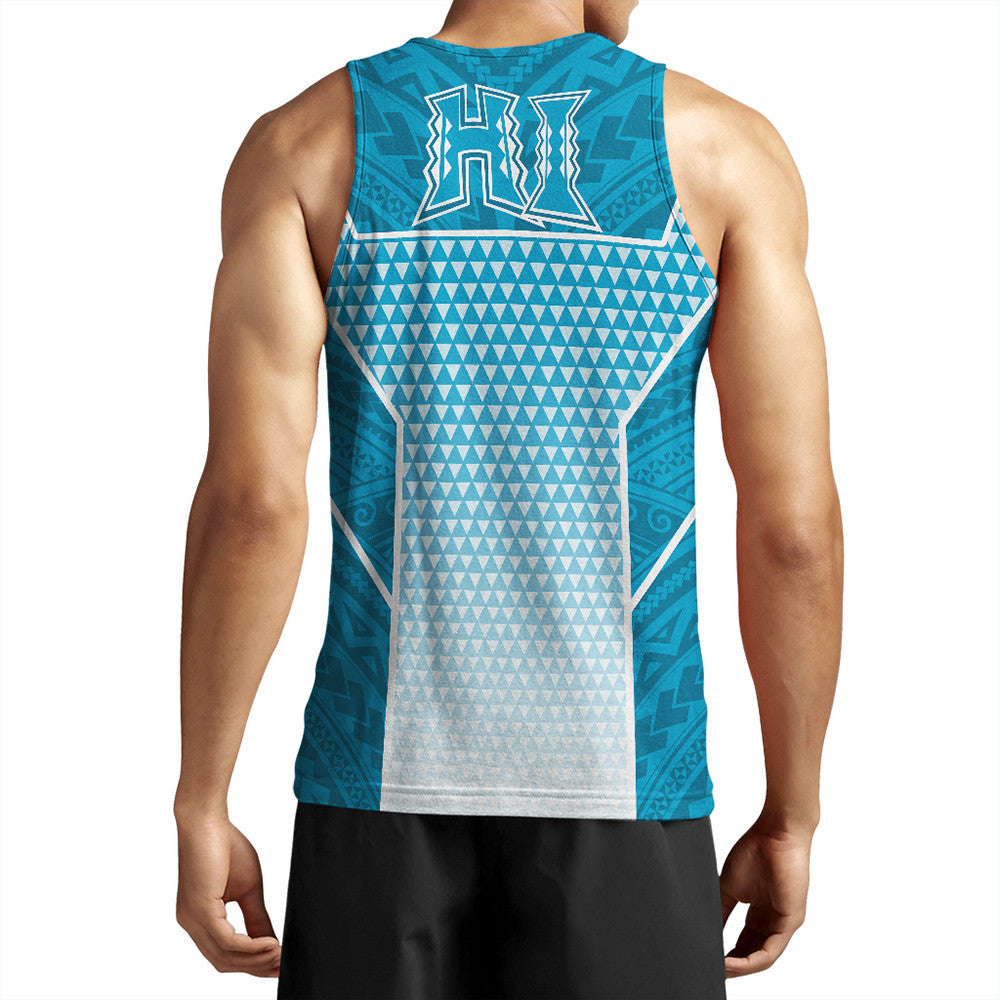 Polynesian Pride Tank Top Personalized Kakau Hawaii Polynesian Blue Gradient Tank Top