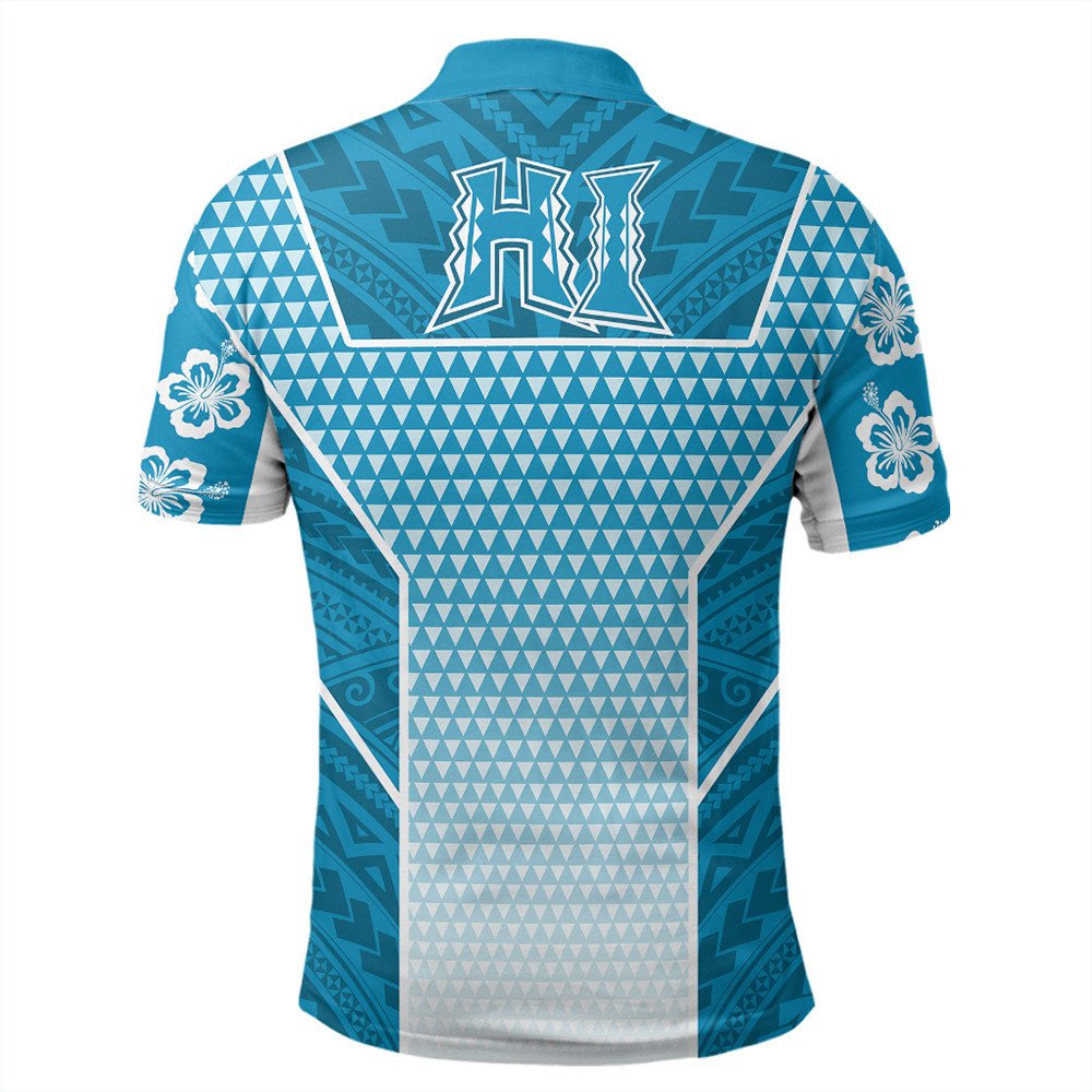 Polynesian Polo Shirt - Personalized Kakau Hawaii Polynesian Blue Gradient Polo Shirt