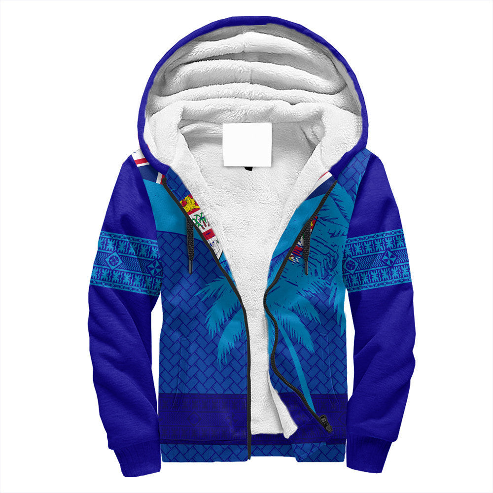 Polynesian Hoodie Fiji Palm Tree Coat Of Arms Sherpa Hoodie
