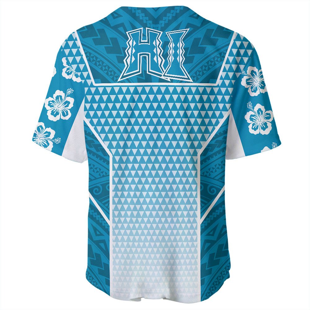 Polynesian Shirt Personalized Kakau Hawaii Polynesian Blue Gradient Baseball Jersey