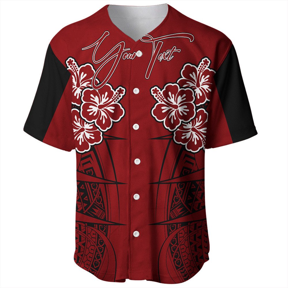 Polynesian Shirt Personalized Hawaii Spearhead Hibiscus Polynesian Baseball Jersey