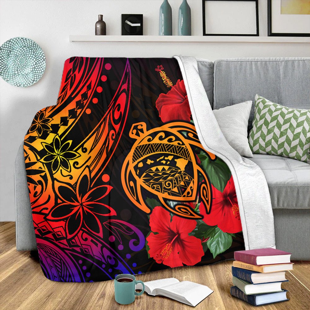 Polynesian Home Set Hawaii Turtle Ocean Blanket