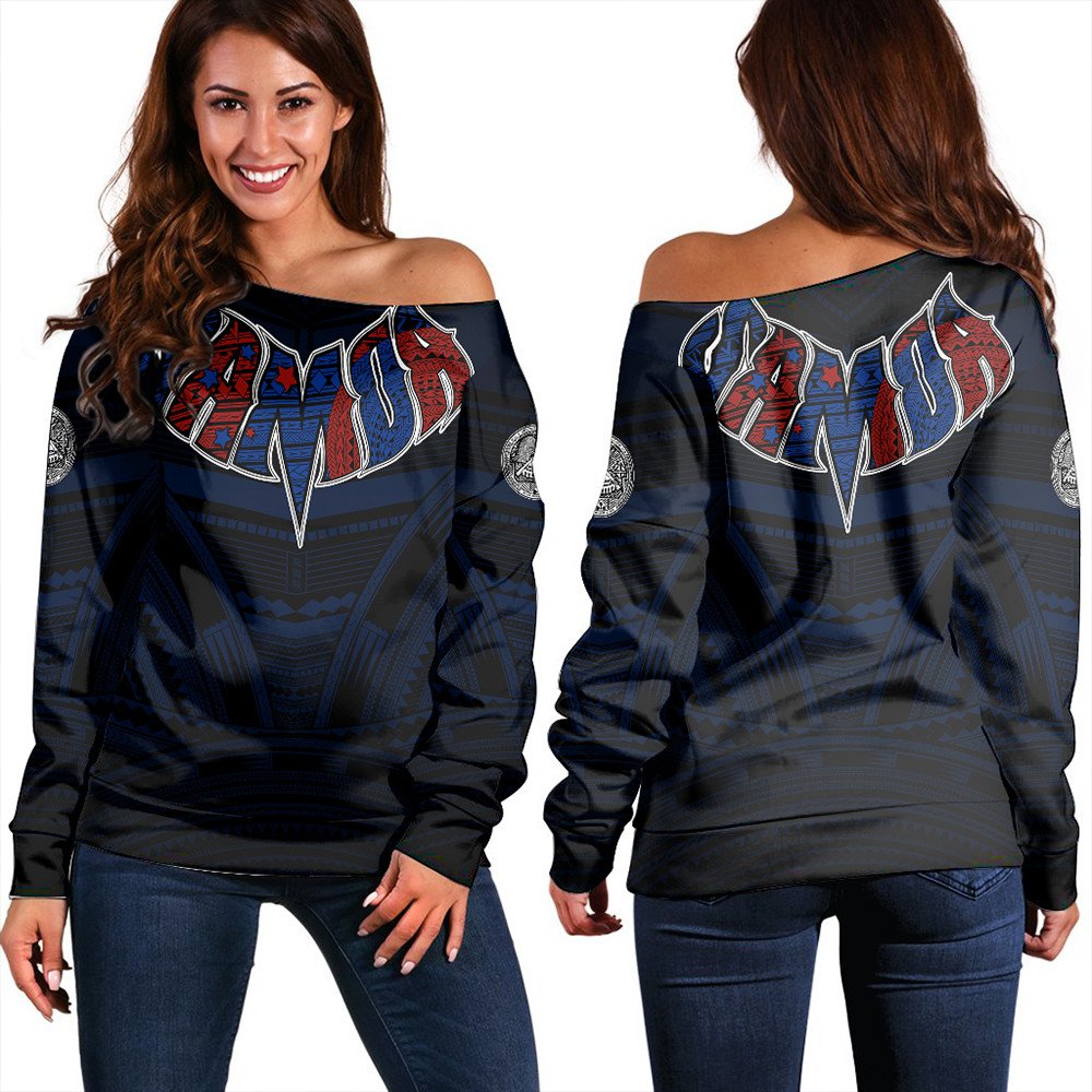 Polynesian Sweatshirt American Samoa Forever Women Off Shoulder