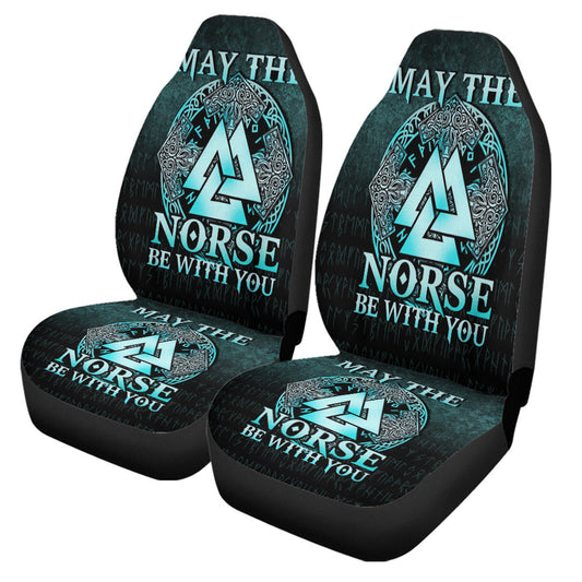 Car Seat Covers May The Norse Be With You Viking Cyan Version Car Seat Covers
