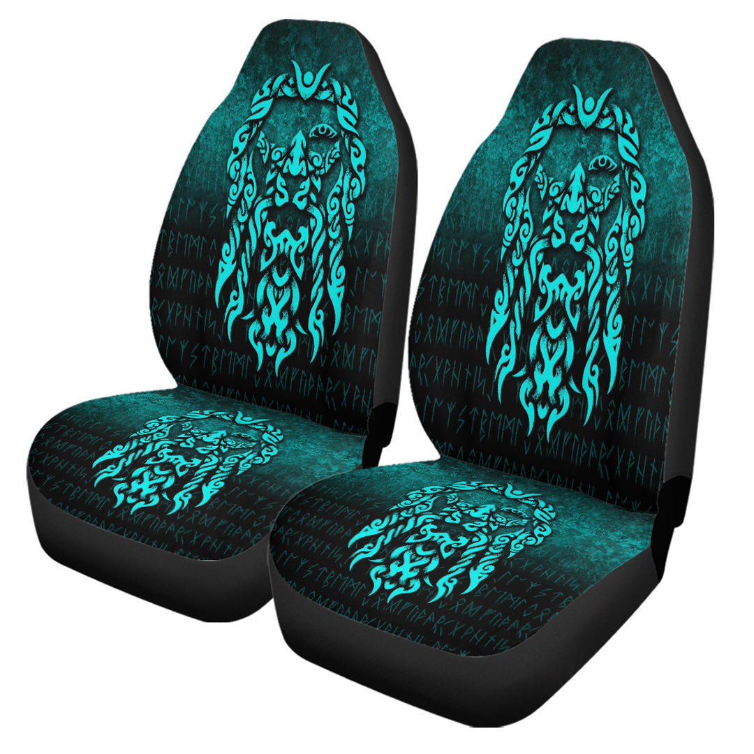 Car Seat Covers Viking God Odin Allfather In Asgard Raven God Cyan Version Car Seat Covers