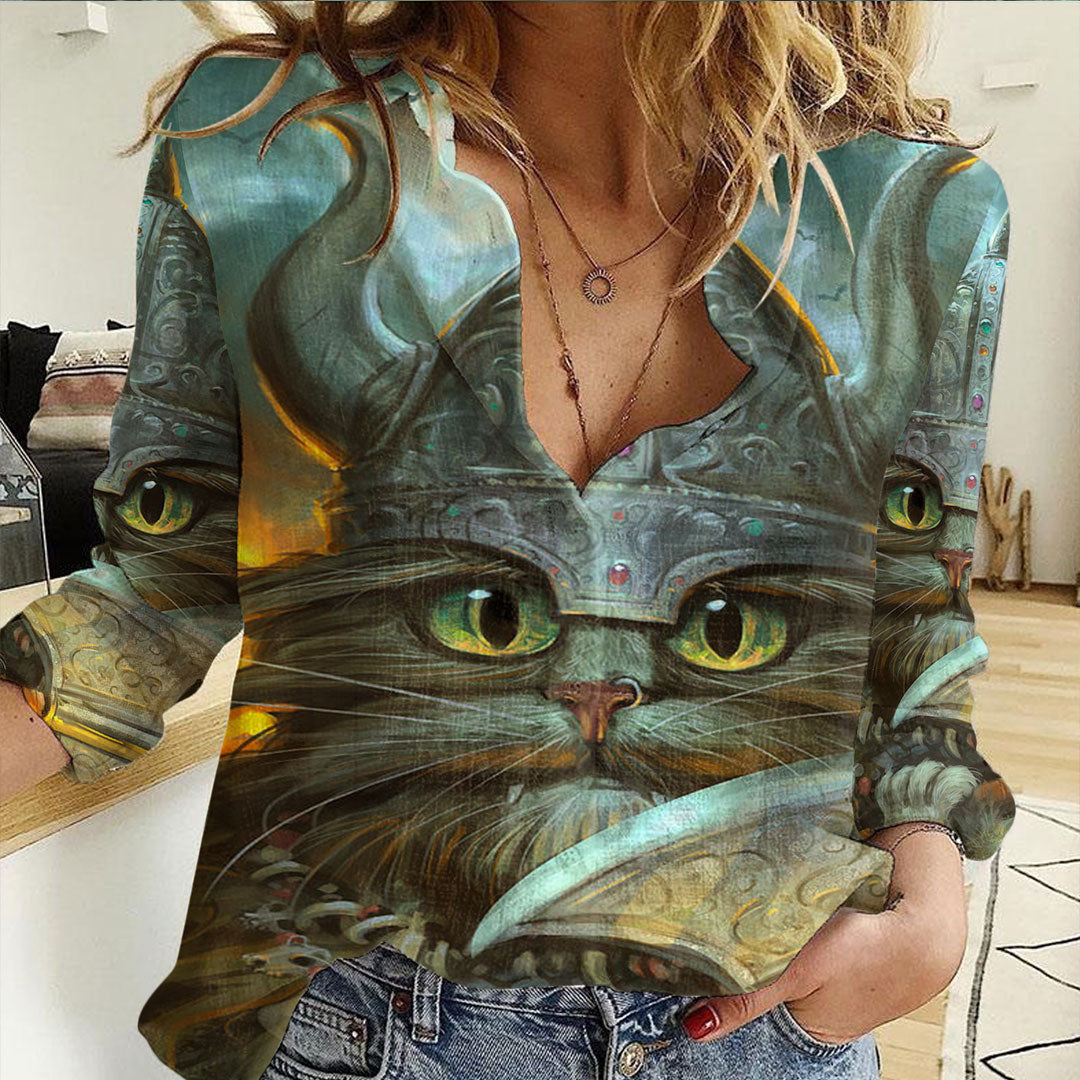 Clothing Vikings Cat Warrior Casual Shirt