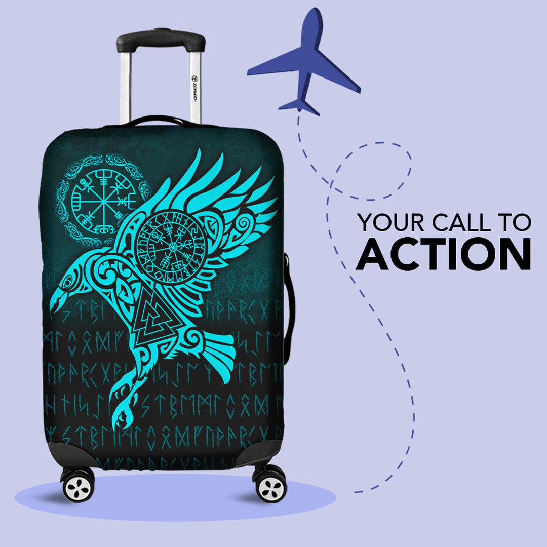 Luggage Covers Raven Vegvisir Tattoo Cyan Version Luggage Covers