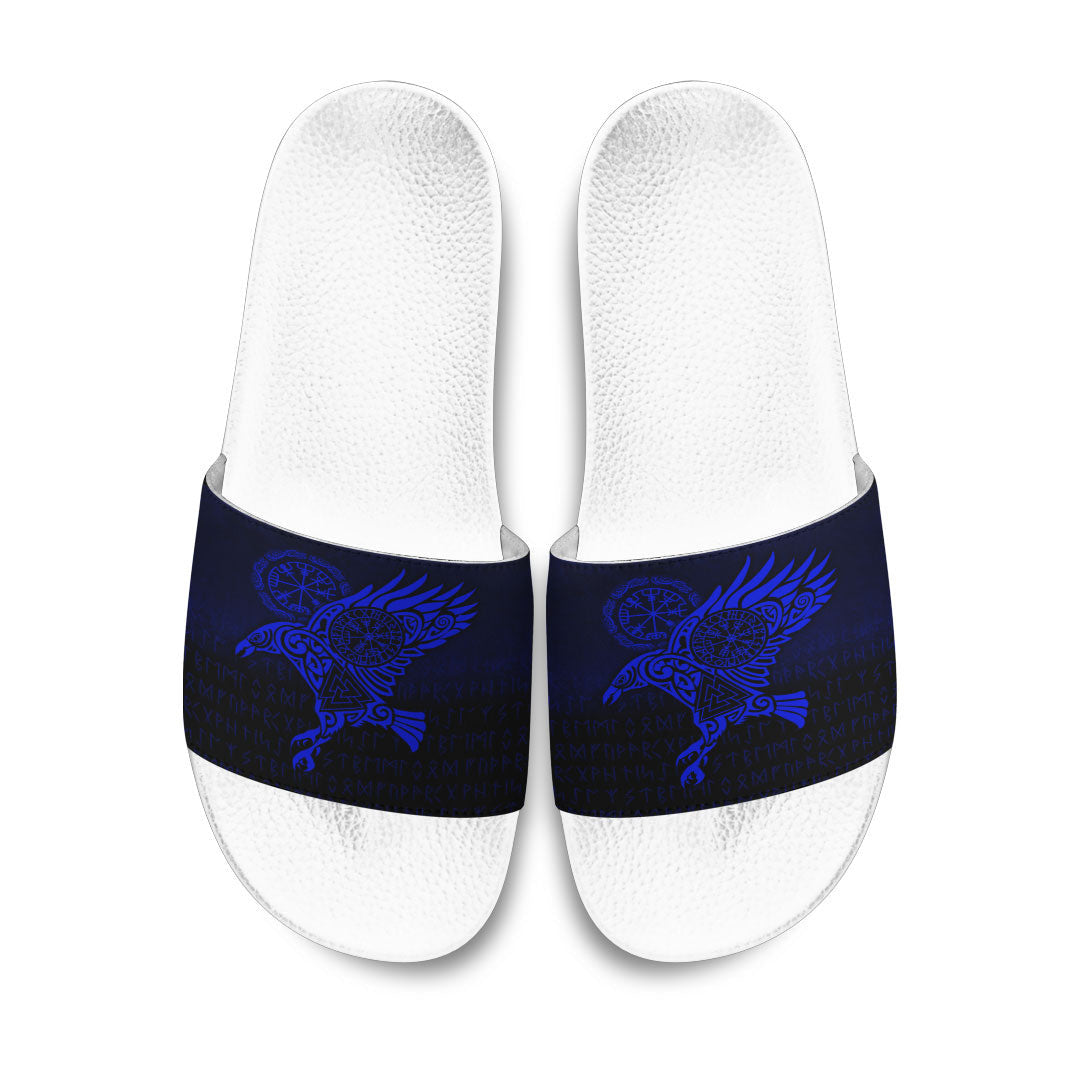 Slide Sandals Raven Vegvisir Tattoo Blue Version Slide Sandals