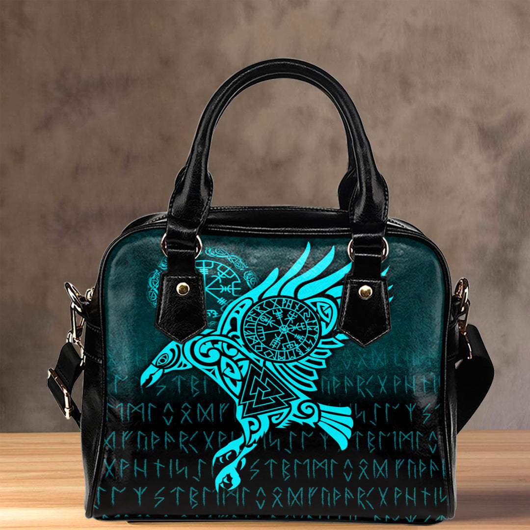 Shoulder Handbag Raven Vegvisir Tattoo Cyan Version Shoulder Handbag