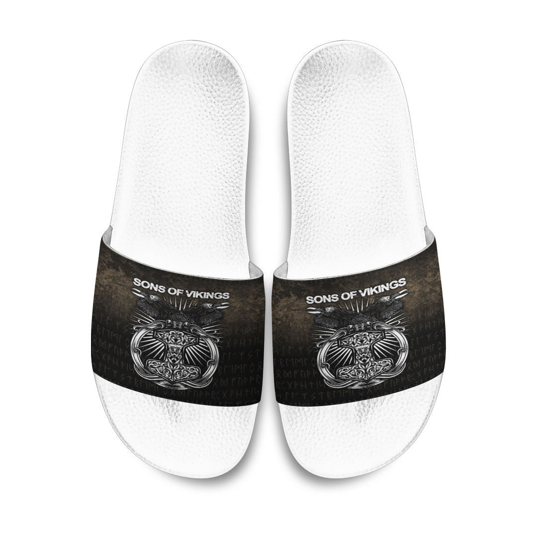 Slide Sandals Vikings Ravens Mjolnir Slide Sandals