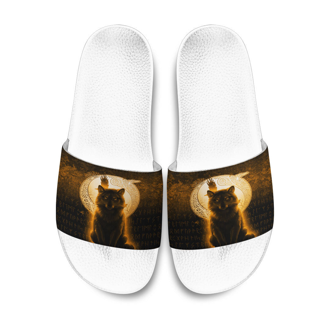 Slide Sandals Fenrir Viking Wolf Gold Version Slide Sandals