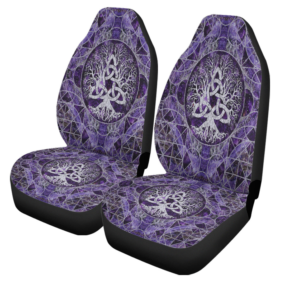 Car Seat Covers Tree Of Life With Triquetra Amethyst And Silver Car Seat Covers