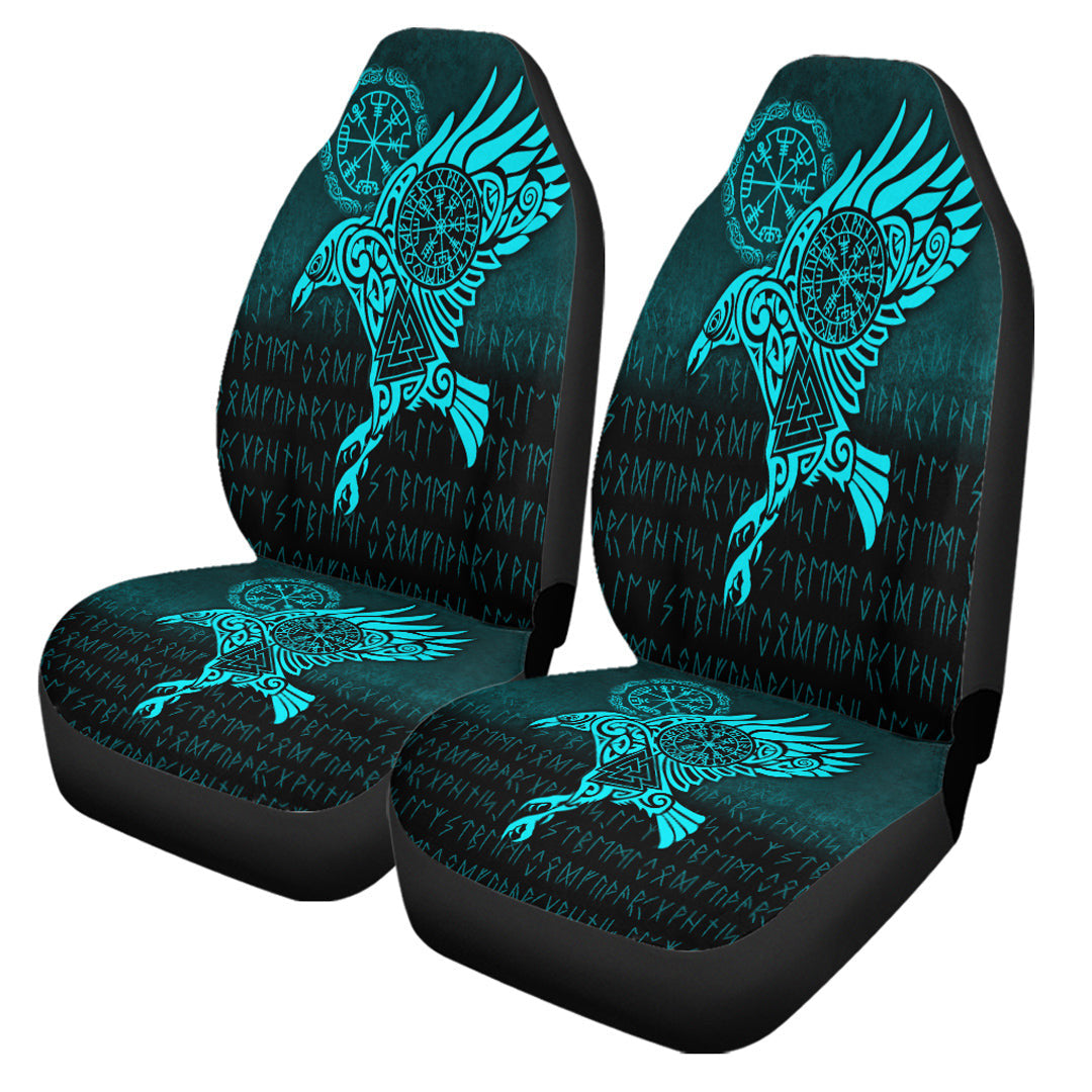 Car Seat Covers Raven Vegvisir Tattoo Cyan Version Car Seat Covers