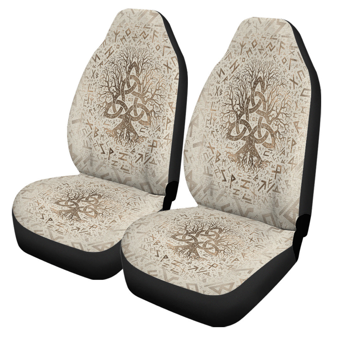 Car Seat Covers Tree Of Life With Triquetra And Futhark Pastel Gold Car Seat Covers