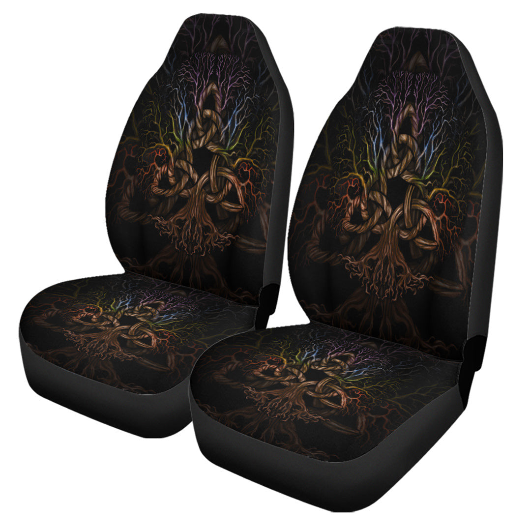 Car Seat Covers Colorful Tree Of Life With Triquetra Car Seat Covers