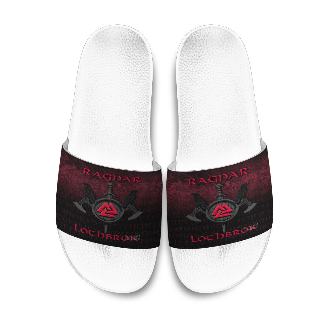 Slide Sandals Ragnar Lothbrok Ragnar Lodbrok Viking Warrior Red Version Slide Sandals