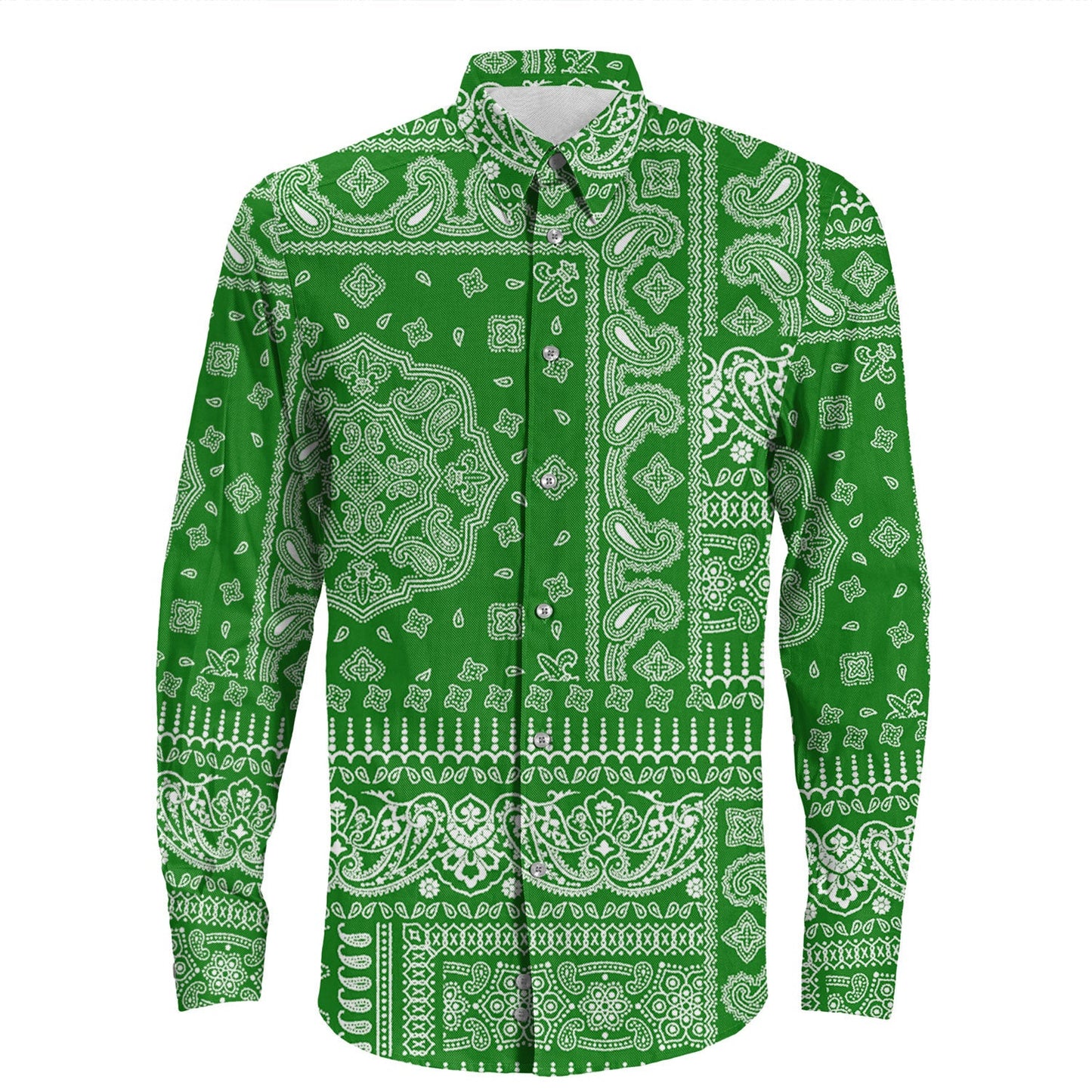 Shirt Paisley Bandana Pattern Seamless Long Sleeve Button Shirt